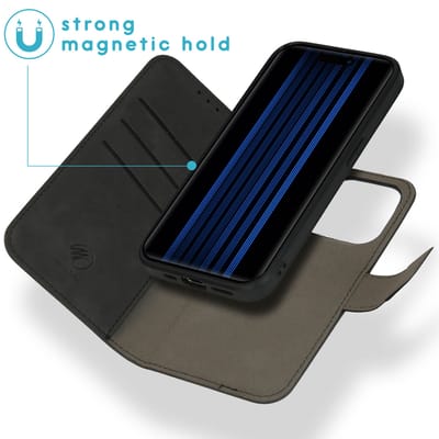 imoshion Hoesje - Geschikt voor Apple iPhone 15 Pro - Uitneembare 2-in-1 Luxe Bookcase - Zwart