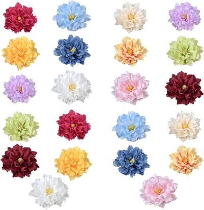 Grote kunstpioenrozen en hibiscusbloemen, veelkleurige decoratieset voor bruiloften, tafelarrangementen en bloemendecoraties, ideaal voor evenementen en feesten