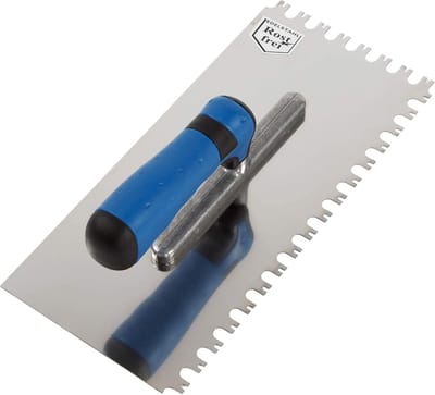Tegelspaan met Zachte Grip - Lijmkam Gekarteld - Snel Lijm Bed - Ergonomische Handgreep - 8/10 mm - Zilver en Blauw