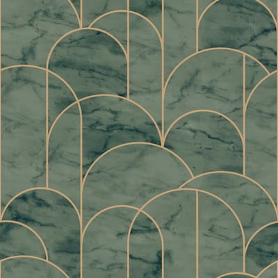 Boråstapeter Vliesbehang 4751 - Graphic - Art Deco Groen - 53cm x 10.05m