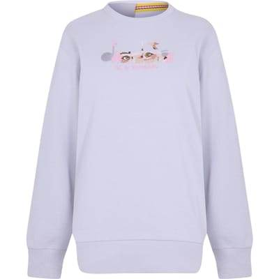 Diadora Dames-sweatshirt met geribde boorden, normale pasvorm en lange mouwen (Grind)