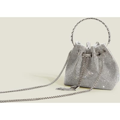 Met diamanten gevulde Rhindiamanten-gevulde Vrouwelijke Zomer Chic Crossbody Tas Kettingtas Emmertas gray