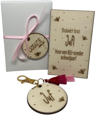 Cadeaudoosje Juf | bij-zonder| LILA | liefste juf | einde schooljaar | kleine attentie | de liefste ben jij | topper | cadeau