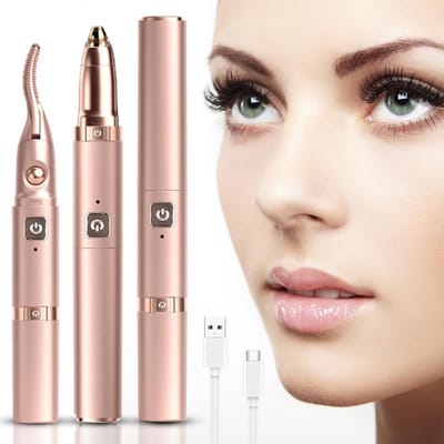 Heatable Wimperkruller 3-in-1 met Oogbrow Trimmer, 2 Temperatuurinstellingen, Snelle Verwarming en Langdurige Styling voor Perfecte Wimpers en Ogen