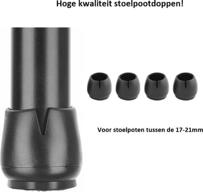 FSW-Products - Premium Stoelpootdoppen Zwart met Vilt - Ø17-21 mm - Omsteekdoppen voor Ronde Stoelpoten