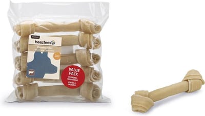 Beeztees - kauwknoop 5 st van +- 20 cm - premium - 100% rund - tandverzorgend -
