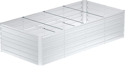 240x60x58cm Zilver Metalen Bloempot voor Verhoogde Bloembedden, 1730L Verzinkt Staal, Rechthoekig Plantenbed om Zelf te Bouwen, Outdoor Plantenbak voor Groenten/Bloemen/Fruit/Kruiden, NAIZY