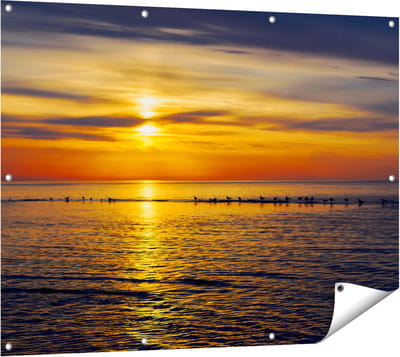 Gards Tuinposter Zonsondergang in de Zee - 120x90 cm - Tuindoek - Tuindecoratie - Wanddecoratie buiten - Tuinschilderij