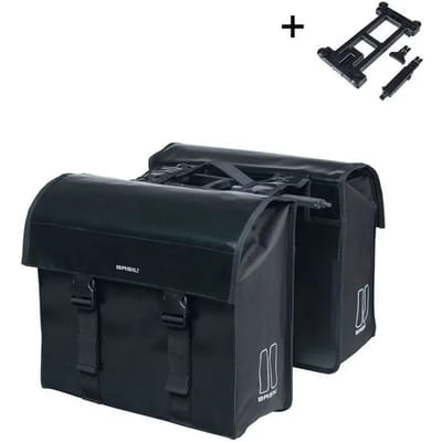 Basil Urban Load dubbele fietstas MIK, 48-53L, zwart - regenbestendig - reflectiedetails