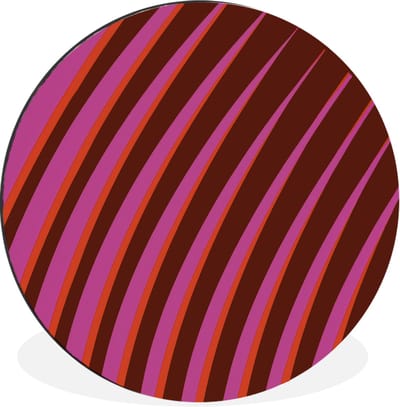 WallCircle - Wandcirkel - Muurcirkel - Lijnen - Rood - Beweging - Aluminium - Dibond - 30x30 cm - Binnen en Buiten