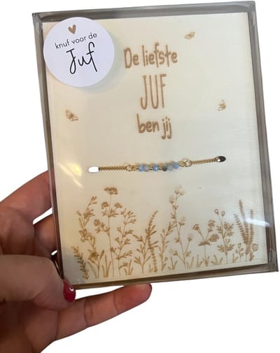 Armband JUF | blauw | cadeau | liefste juf | de liefste ben jij | einde schooljaar | topjuf | origineel cadeau