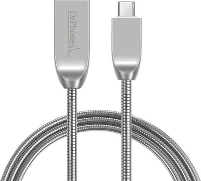 DrPhone ALU2 – Volledig Aluminium USB-C Kabel – Extra Sterk & Huisdierbestendig – Type-C Datakabel & Versterkte Oplaadkabel – 1 Meter – Geschikt voor iPhone 15 & 16