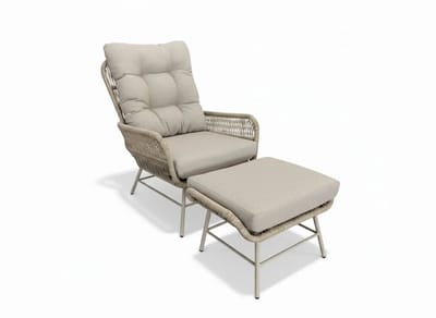 Amigo Levante - loungestoel stoel en voetenbank set - Champagne - TO-01312