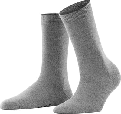 FALKE Softmerino eenkleurig wol katoen sokken dames grijs - maat 37-38