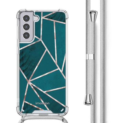 imoshion Hoesje - Geschikt voor Samsung Galaxy S21 - Design Hoesje met Koord - Petrol Green Graphic