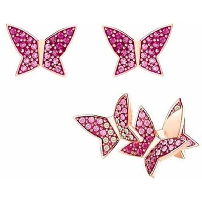 Swarovski Limited Edition Vlinder Oorbellen Set Van Drie Dames oorbellen 5378694 Box pink