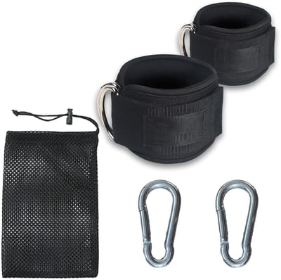 Dailygoods- Enkelriemen - 2 Stuks - Verstelbare Voetmanchetten - Met Karabijnhaken - Opbergtas - Lichtgewicht en Opvouwbaar - Voetbanden