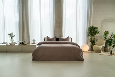 Kayori Saya Dekbedovertrek Katoensatijn - 200x200-220 + 2 slopen - Tweepersoons - Biologisch Katoen - Taupe