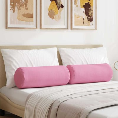 vidaXL Bolster Kussens 2 st Stof Roze Ø 25 x 70 cm