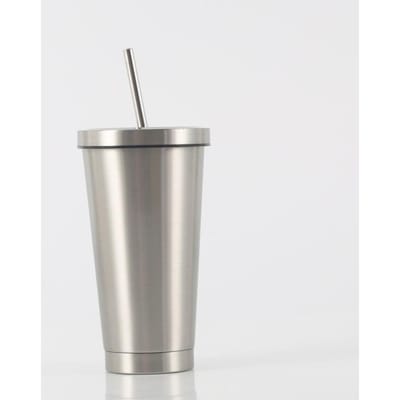 Dubbelwandige RVS Beker met Rietje Cadeau Beker Fabrikanten Heren- en Dames Vacuüm Koffiebekers 16oz
