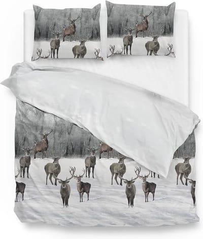 Zo! Home Ronald Dekbedovertrek - Flanel - Eenpersoons - 140x200/220 cm - White/Grey