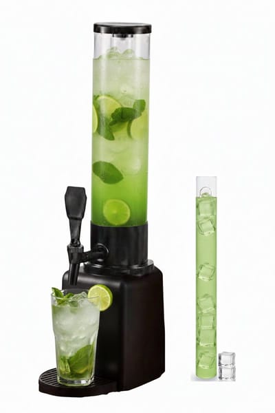 Cheffinger Drankdispenser met IJsblokjesreservoir en Tapkraan - 3L - Voor Frisdrank, Water, Sap en Cocktails - Perfect voor Feestjes en BBQ’s