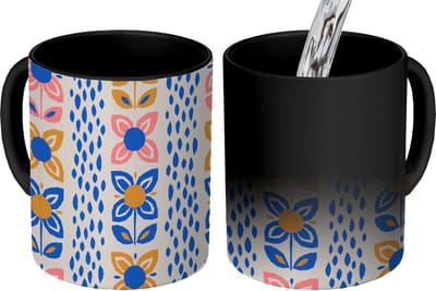 Magische Mok - Foto op Warmte Mokken - Koffiemok - Bloemen - Scandinavië - Patronen - Magic Mok - Beker - 350 ML - Theemok