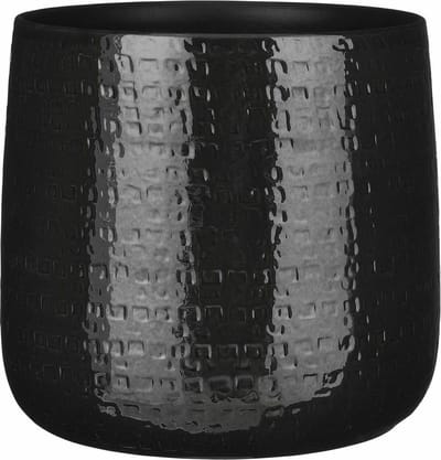 Mica Decorations Plantenpot - zwart - D32 x H30 cm - keramiek - bloempot