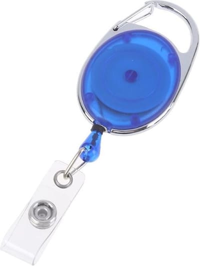 Fako Bijoux - Uittrekbare Sleutelhanger Met Koord - Rolspeld - Yoyo - Jojo - Skipashouder - Nylon - 36x56mm - Transparant - Blauw