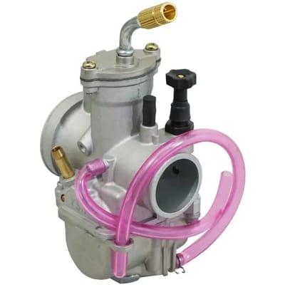 Carburateur met powerjet tussen gepolijste lucht + draaibare bocht + trekker-smoorklep P2R PWK 28