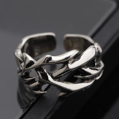 Creatieve Retro Onregelmatigheid Doorns Roestvrij Staal Openingsringen Gothic Punk Vingerring Voor Mannen Vrouwen Persoonlijkheid Sieraden Cadeaus resizable black