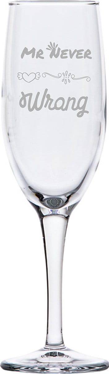 Gegraveerde Champagneglas 16,5cl Mr. Never wrong