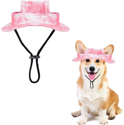 Hondenmuts -roze verstelbare hondenzonnehoed – met oorgaten en ronde rand – Geschikt voor puppy's, kleine honden en katten – Sportmuts voor huisdieren - S