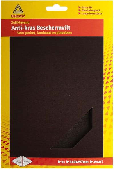 Deltafix Anti-krasvilt - 1x A4 knipvel - zwart - 210 x 297 mm - rechthoek - zelfklevend - beschermvilt