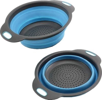 Inklapbare Vergiet - Opvouwbaar - Siliconen - Klein - Blauw/Grijs - NIEUW MODEL !!!