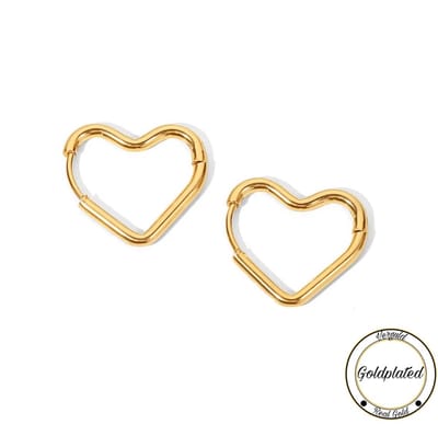 Borasi Hartjes Hoops Oorbellen Goudkleurig | Goldplated | 2 cm | Dames Sieraden | Hoops | Dames Oorbellen |