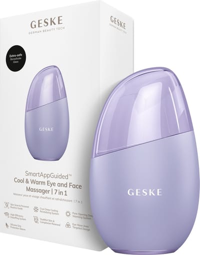 GESKE SmartAppGuided™ Cool & Warm Eye & Face Massager | 7 in 1 | Multi-stimulator | Gezicht & nek | Batterijloos koelen en warmen | Verstevigt en ontspant | Eye-Nose Area Targeted Design