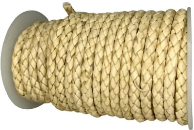 Gevlochten Leren Koord Rond, 5 m x 5 mm - Rond Gevlochten Lederen Koord, Voor Halskettingen, Armbanden, Sieraden, Knutselkralen en Veters (Creme)
