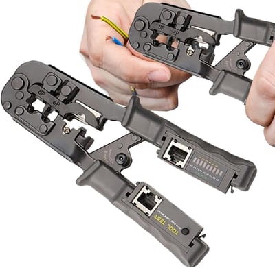 Elektrisch Krimpgereedschap - Tang Kabels - Elektrisch Aansluiten - Met Kabeltester - 19 cm Lengte - Zwart
