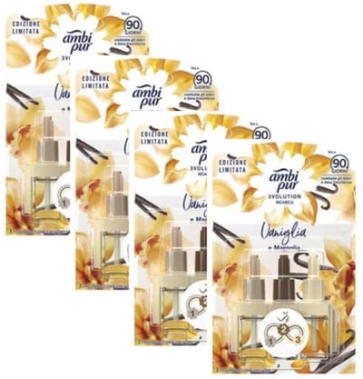 Ambi Pur Febreze Luchtverfrisser navulling 3Volution Madagaskar Vanille & Magnolie - voordeelverpakking - 4 x 20 ml