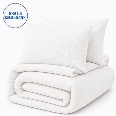 Decoware Dekbed Zonder Overtrek 140x200 cm – Mousseline Wit – Hoesloos Dekbed Wasbaar - Incl. Kussensloop - All Season - Eenpersoons