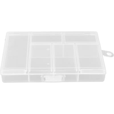 6 Vakken Transparante Organizer Doos Sluitdeksel Sieraden Opbergcontainer Doos voor DIY Knutselen Kralen white