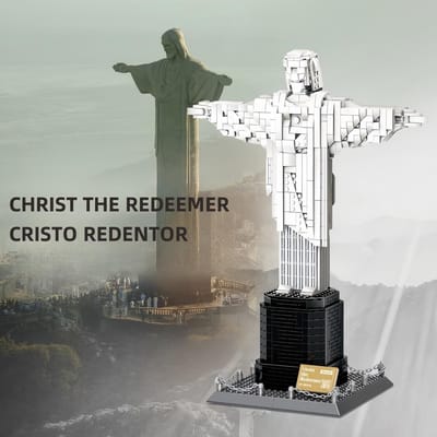 973 STUKS Christus de Verlosser Bouwstenen Moderne Architectuur Beeld Montage Stenen Kerstcadeaus voor Volwassenen Kinderen white