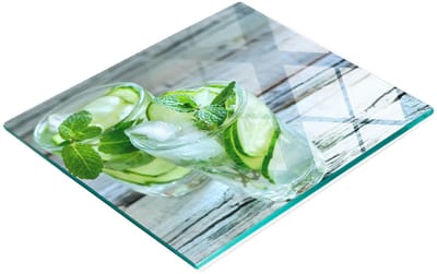 Keukenplank van gehard glas met decoratieve afbeelding van waterkomkommers, 60x52 cm