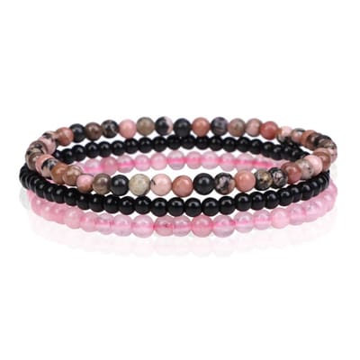 Memphis Stacked Dames Armbanden set - Pink-19cm