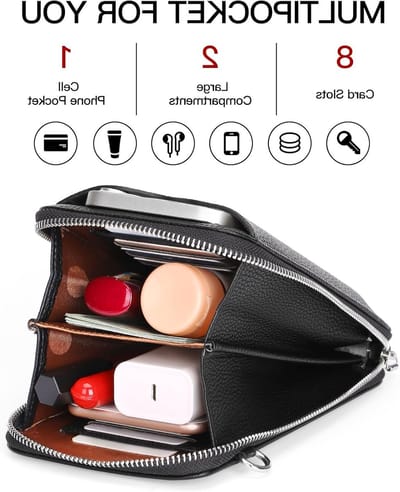 Kleine Schoudertas voor Telefoon, Dames Leren Handtas met Kaartvakjes, Verstelbare Schouderriem, Veelzijdige Crossbody Tas met Meerdere Vakken en Stijlvol Ontwerp