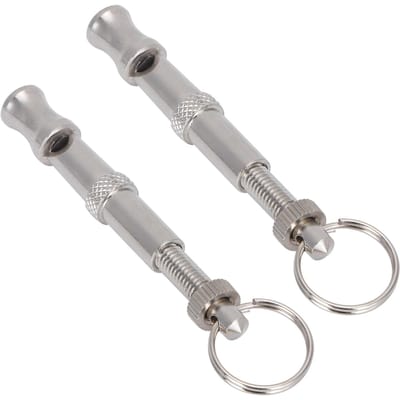 2 stuks Roestvrij Staal Ultrasone Fluitje Draagbare Trainer Trainingsgereedschap voor Hond Duiven Vogels gray