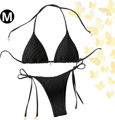 Livano Bikini Dames - Meisjes Bikini - Badpak - Push Up - Vrouwen Badkleding - Zwemmen - Sexy Set - Top & Broekje - Zwart - Maat M