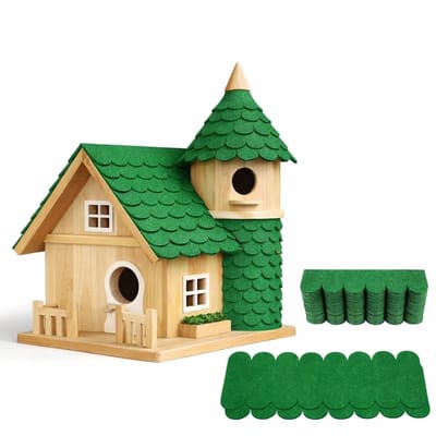 21 stuks groene kleine zelfklevende daktegels, dakvilt, weerbestendig, vorstbestendig, doe-het-zelf decoratie voor tuinhuis, schuur, vogelhuisje, nestkasten, dak, modelbouw
