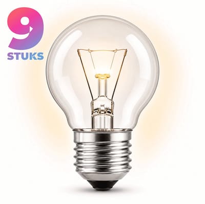 9x Kogel Gloeilamp E27 - 25W - Warm Wit Licht (2700K) - 180 lm - 1 jaar - Dimbaar - Ovenlamp max. 300 °C